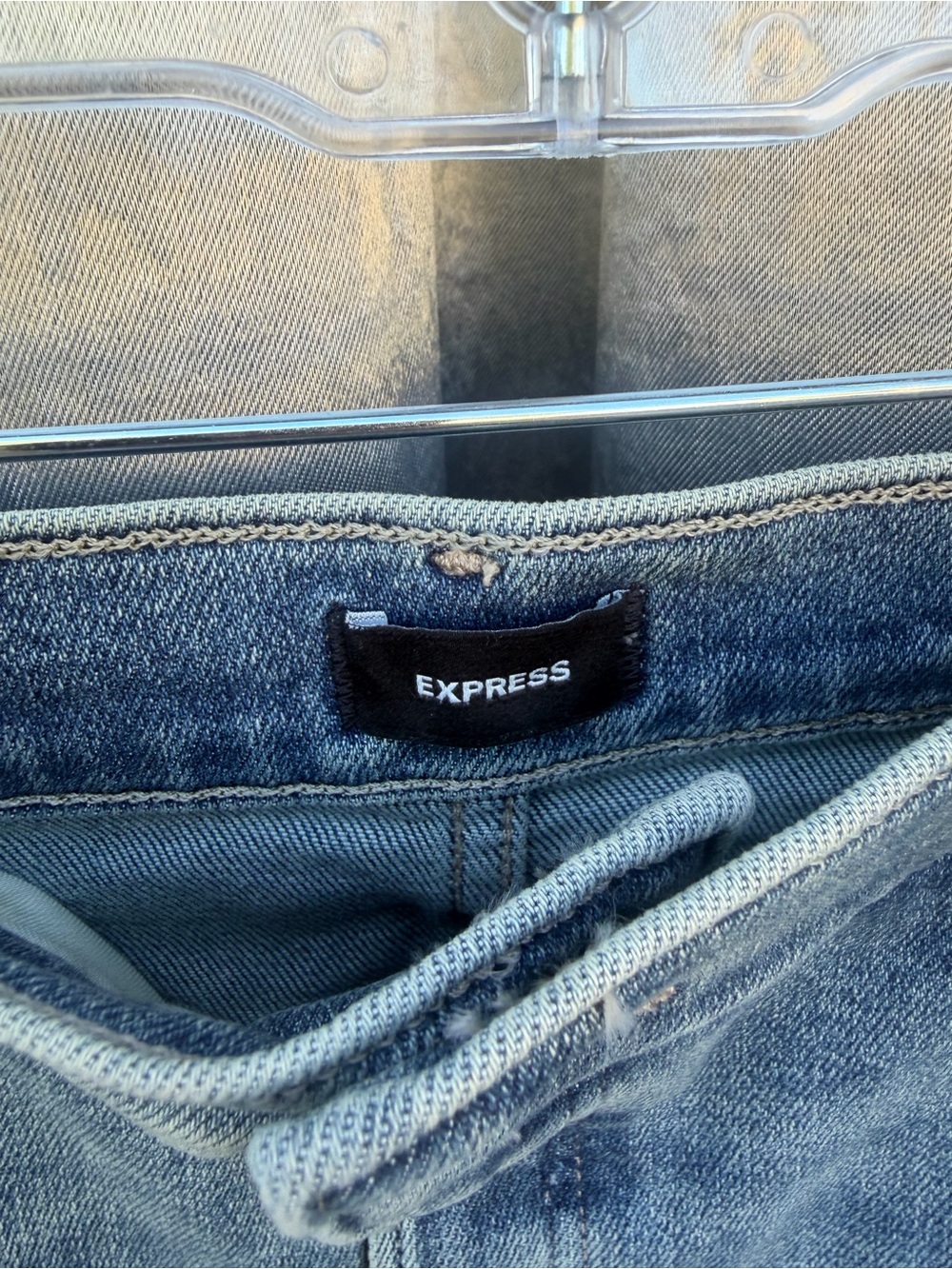 Express Women’s Straight Denim Skirt in Light Blue with front slit - Picture 3 of 5